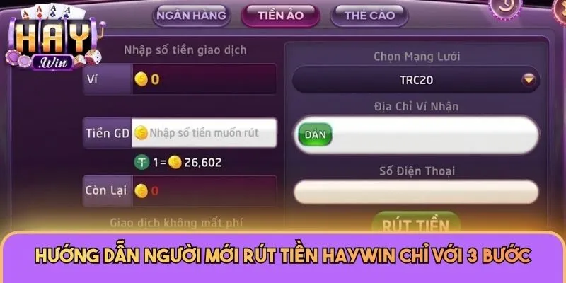 Hướng dẫn người mới rút tiền Haywin chỉ với 3 bước